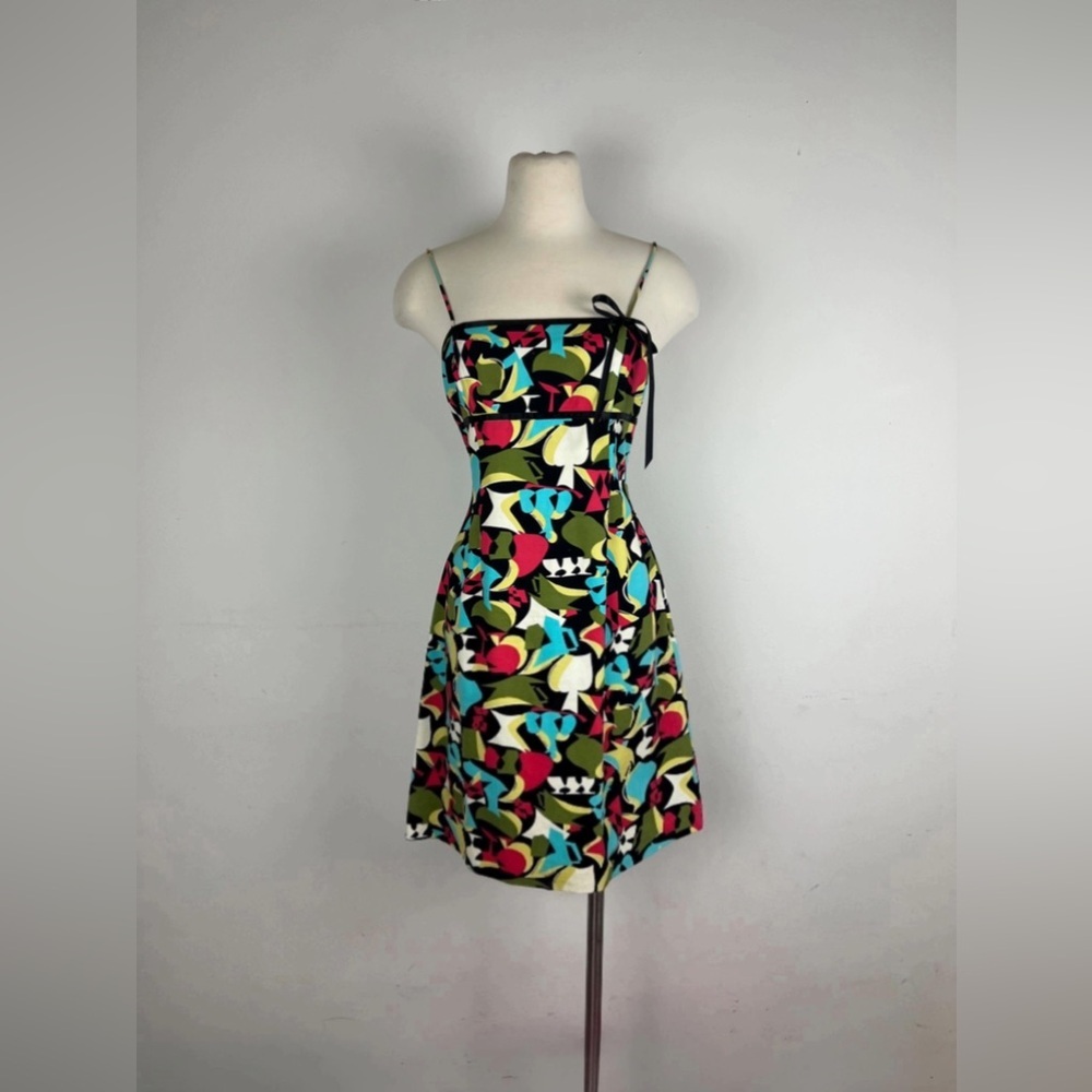 Becky & Max Retro Abstract Print Dress Bold Y2K Aesthetic Fun Flirty Size 6
